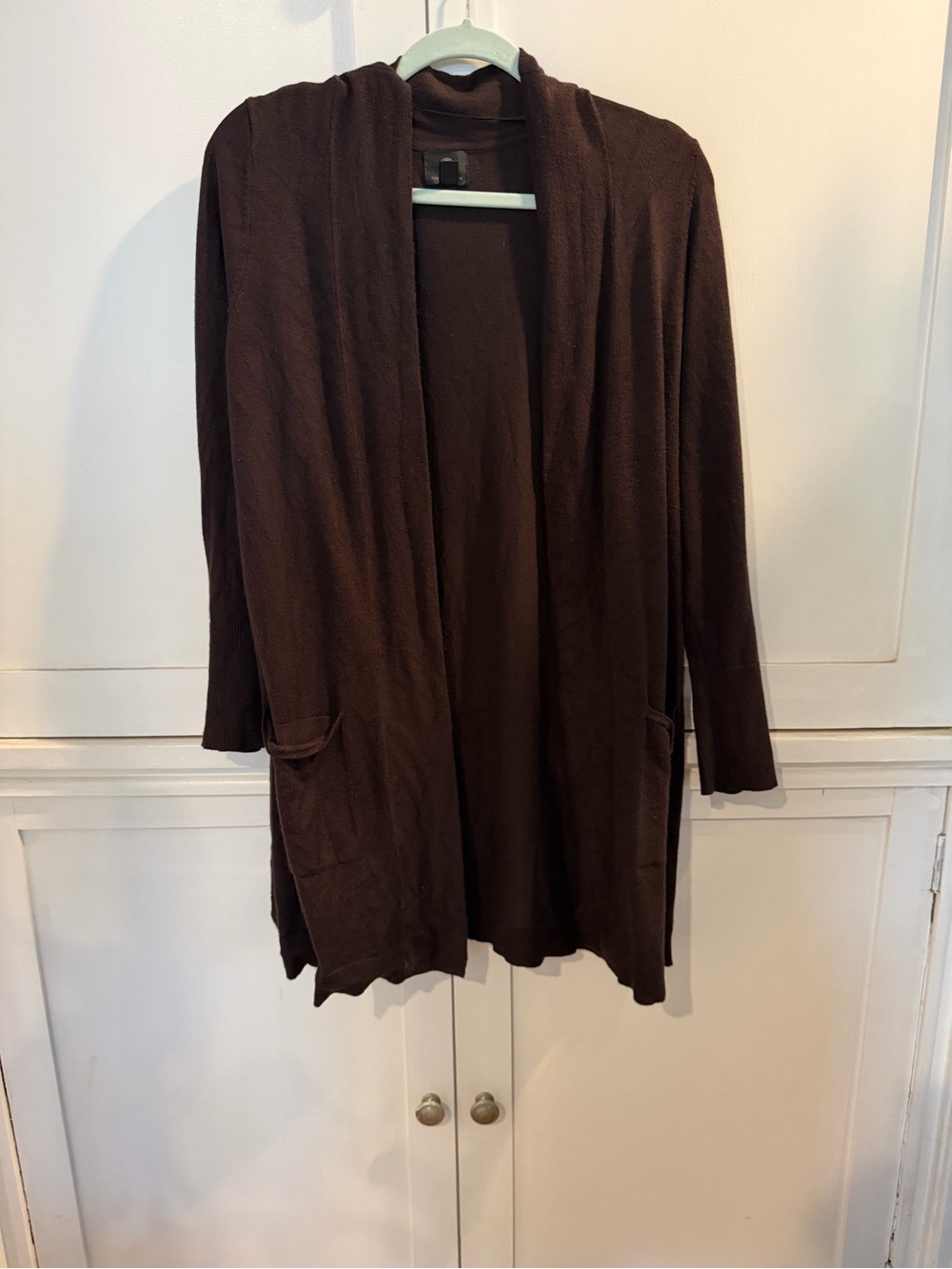 JM Collection Chocolate Brown Open-Front Long Cardigan